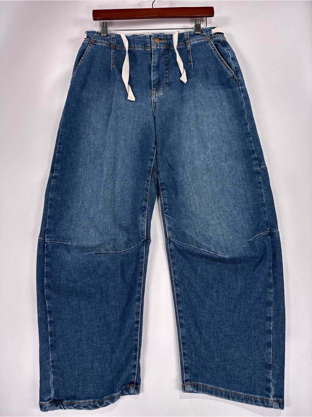 Pilcro and the Letterpress High Rise Wide Leg Barrel Drawstring Jeans Blue 28 - Picture 2 of 12